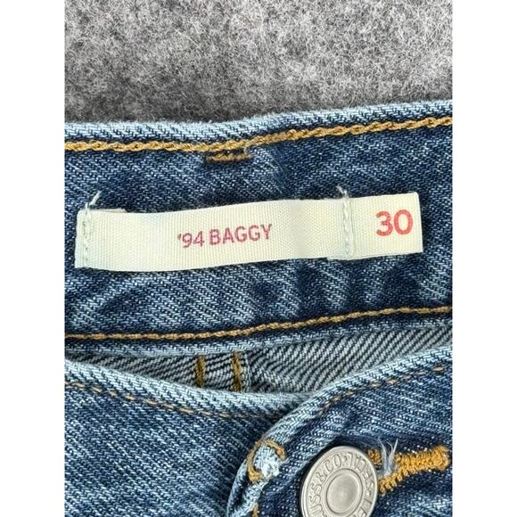 Levi's 94 Baggy Jeans size 30 Blue Raw Hem - Picture 4 of 7